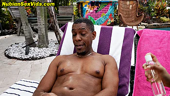 Stunning ebony babe doggyfucked outdoors