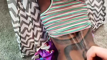 Brunette Ebony Teen Fucked POV with Toys