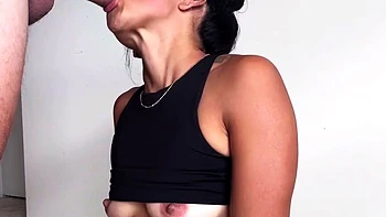 Amateur Brunette Babe Sucks Cock Public POV