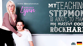 Blonde MILF Shows Stepson How to Fuck Her Hard