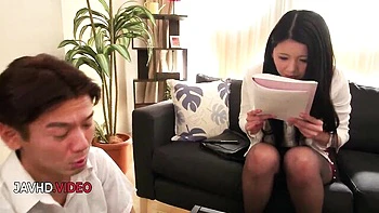 Japanese Risa Shimizu in big cock threesome