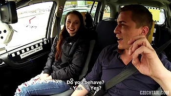 Pale Brunette Gets Picked Up And Fucked In The Car