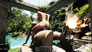 Horny Lara Croft 3D Rides Huge Statue Cock Anal First