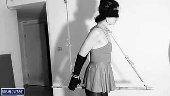 Sub Slut Squirts Hard Bound in Black Pantyhose