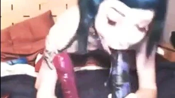 Camgirl Fucked with Bad Dragon Dildo, Cowgirl Blowjob