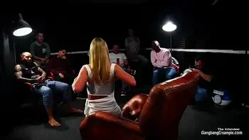 Sexy blonde milf fucks 5 guys