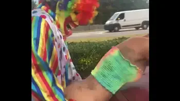Gibby The Clown fucks Jasamine Banks outside in broad daylight