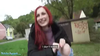 Public Agent Redhead Brit Shows Off Her Pierced Tits Before Basement Fuck Creampie