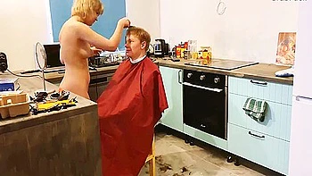 Hairdresser Fucked at Home, Paid with Cum