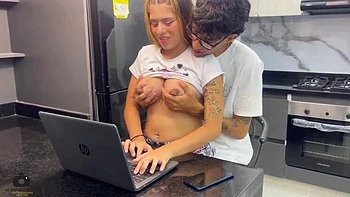 Stepsister Gabriela Gets Hard Doggy and Blowjob After Chores