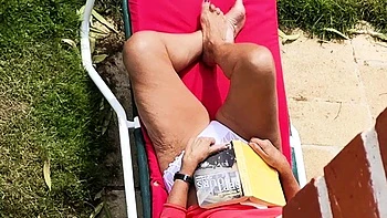 Naked solo masturbation under the sun outdoors