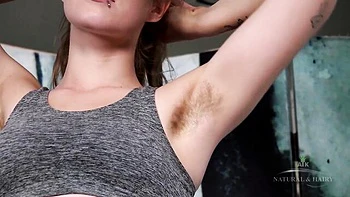 Hairy Brunette Pussy Spreading and Fingering