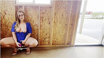 Blonde Milf with Glasses Masturbates Publicly and Talks Dirty