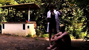 Amateur BDSM Doc Fucks Fetish Pussy Outside
