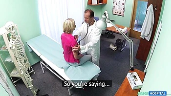 Fake Doc Fucks Blonde Babe with Huge Cock