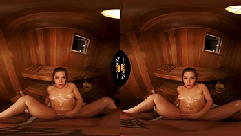 Brunette Babe Fucked Cowgirl & Missionary in Sauna