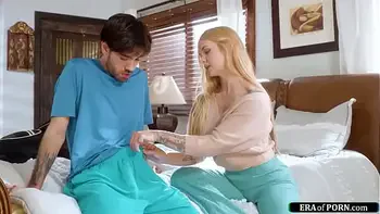 Stepmom teaches stepson to put a condom