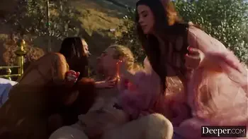 Deeper. Nymphs Kylie & Sera succumb to Michael's charms