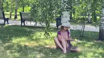 Beautiful girl shines tits walking in public