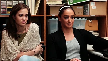 Teens and MILFs fuck wild threesome at adult store table