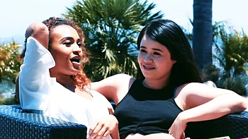 Brunette babe takes massive black dick in wild doggy