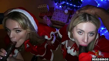 Two Beautiful Christmas Stepmothers Blonde Fucked In Anal Under The Tree And Dp On A Piano !!!