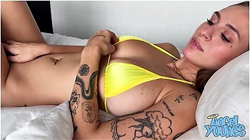 Hot Blonde Stepsis Tries To Convince Stepbro To Come To The Pool But Fuck Instead - Angel Youngs, Alex Adams And Angel Blonde