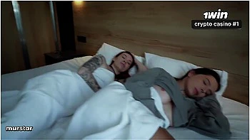 Step Mom And Step Sister Share Bed With Step Son In Wild Hotel Fuck (feat. Ghomestory)